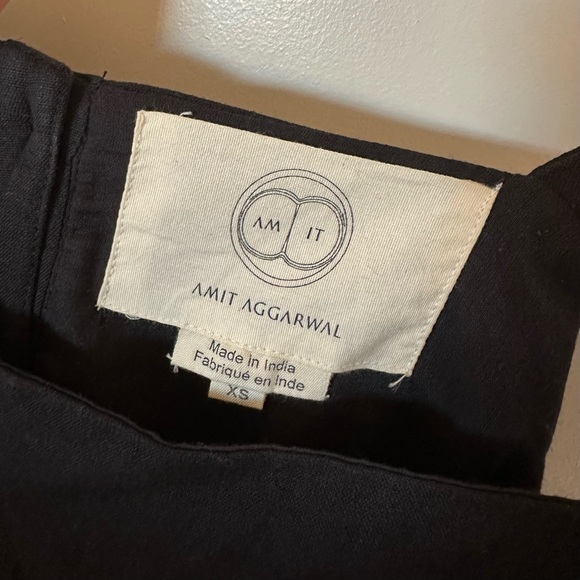 Anthropologie Amit Aggarwal Olivia Black Embroidered Babydoll Sleeveless Blouse - Picture 6 of 7